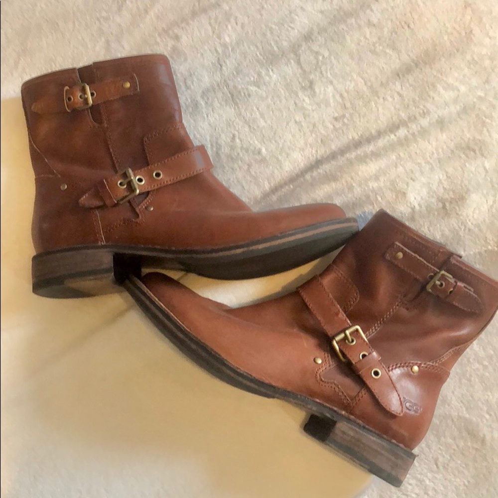 Ugg Fabrizia Moto Leather Zipper Boot Size 7.5